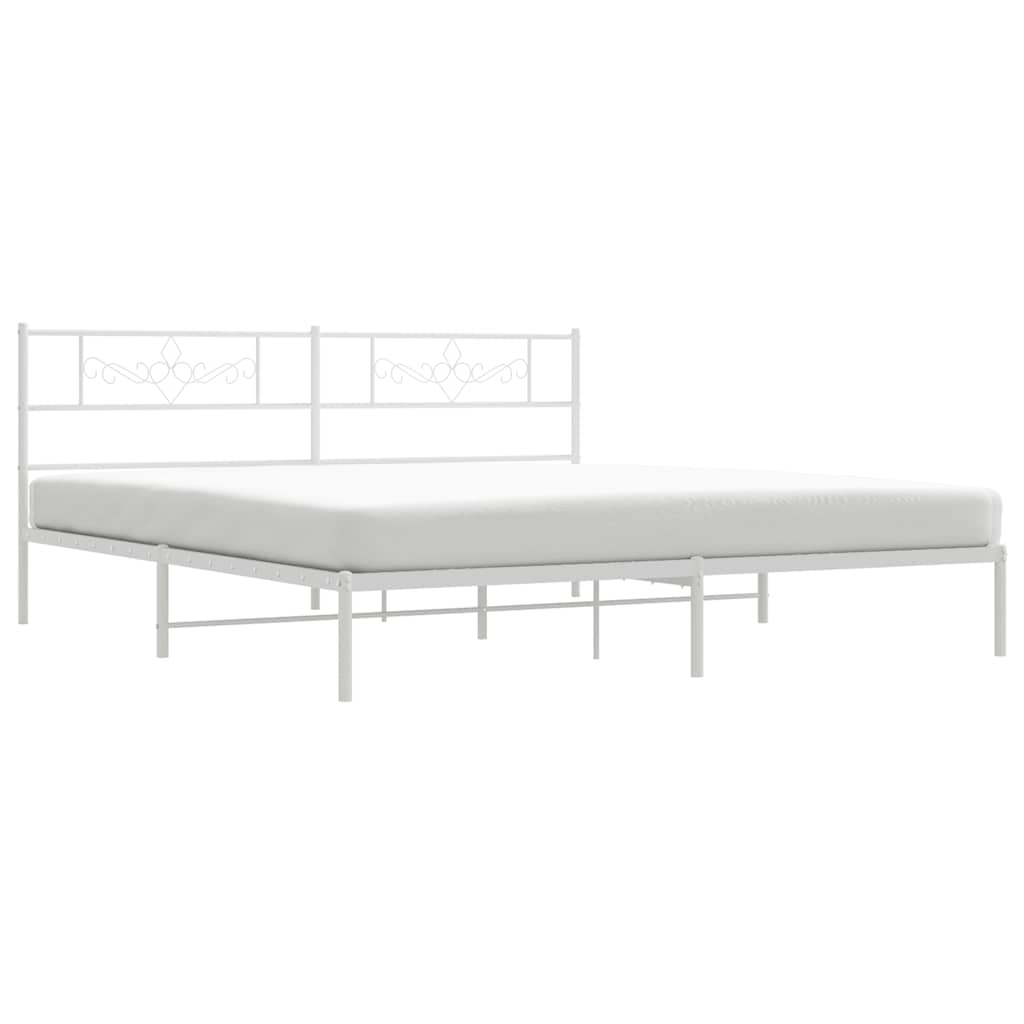 Metal Bed Frame with Headboard White 183 x 213 cm