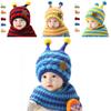 Winter Kids Hat With Plush Ear Protection Big Five-pointed Star Hat Scarf Set Striped Woolen Material Blue Yellow Orange Red Pink