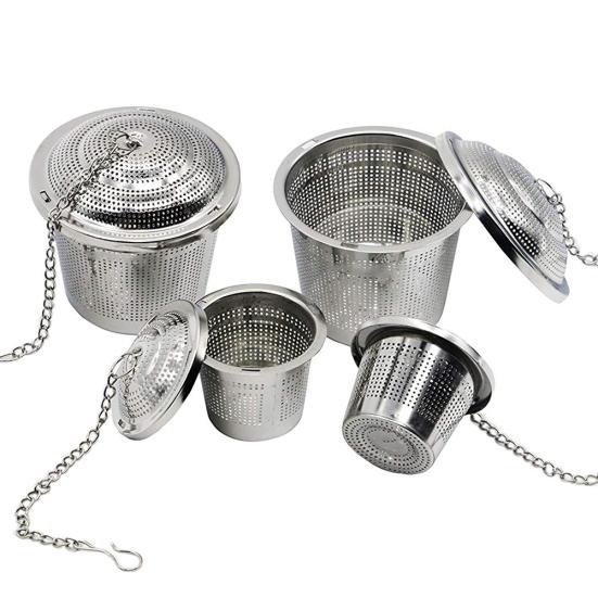 Stainless Steel Loose Tea Leaf Brewing Basket Filter Holder Infuser with Chain