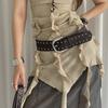 Vintage Women Rivet Belt Y2k Punk Style Belt Adjustable Wide Leather Waistband  Spicy Girls