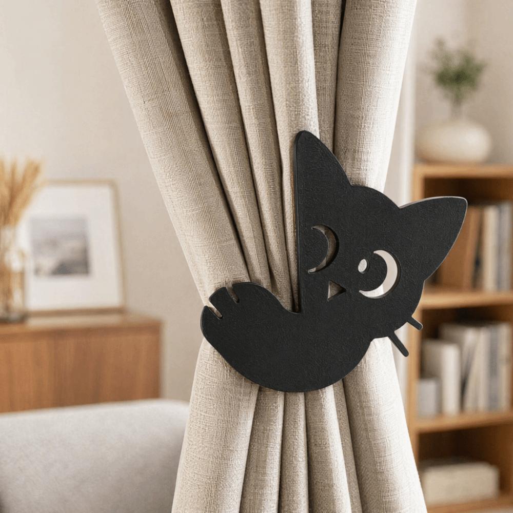 1 Pair Fashion Curtain Tieback Creative Curtain Buckle Ornament Black Cat Curtain Straps  Decoration