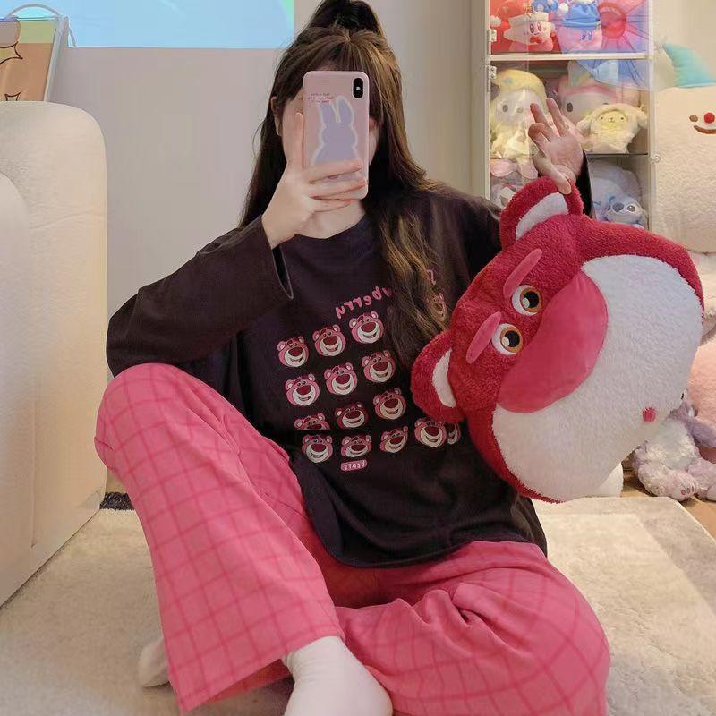 Spring Winter Pajamas, Women's, Korean Version, Long-sleeved, Homewear Suit, Loose, Large Size, Two-piece Suit, Can Be Worn Outside