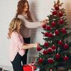 6 Stück Weihnachtskugeln aus Samt, beflockte Christbaumkugeln, rote hängende Kugel, Ornament für Party, Babyparty, Heimdekoration