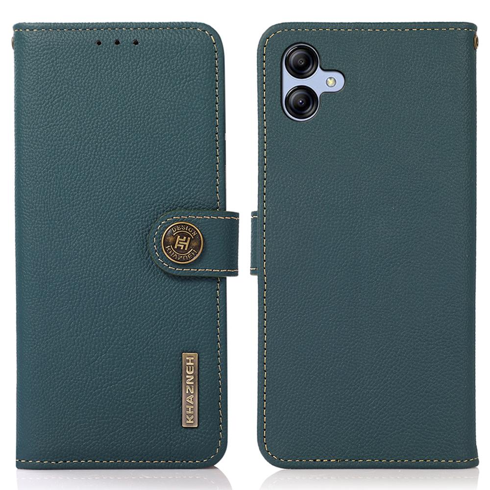 

KHAZNEH for Samsung Galaxy A07 Case Genuine Cow Leather Wallet Phone Cover Green