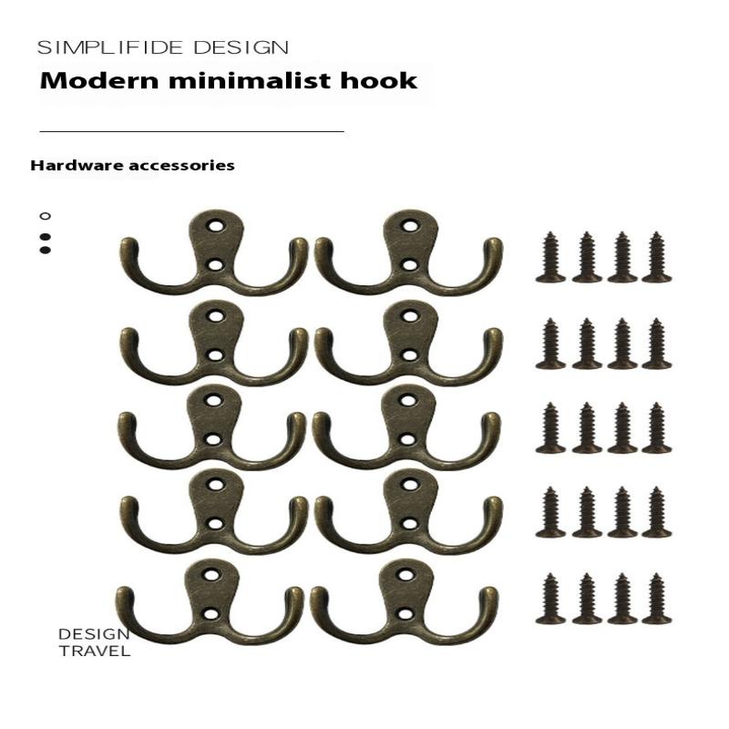 10/5Pcs Coat Hooks Wall-Mounted 2 Hole Towel Hanger For Coats Hat Clothing Home Storage Hook Wall Hook Towel Hanger For Hardware