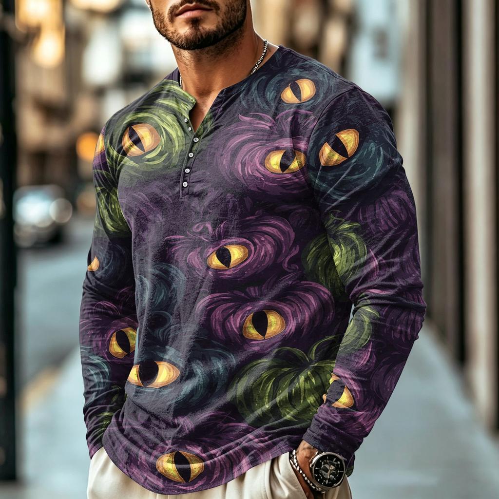 Men's Long Sleeve Shirt for Halloween Casual Wear