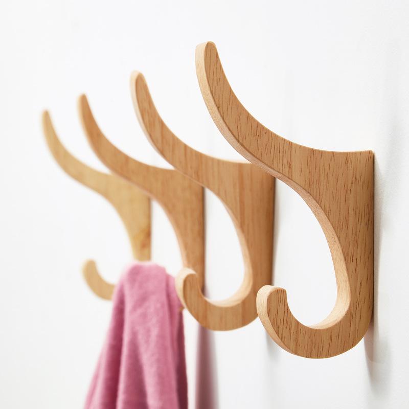 Wall Wooden Hook Coat Rack Door Hanger Key Decorative Holder Multi-Purpose Storage Gadgets Organizer Kitchen Bathroom Accessori
