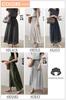 Sleeping Sheep Tassel Ribbon French Sleeve Loose Fit Long Dress Simple Natural Style Size 4.XXL 2.Navy