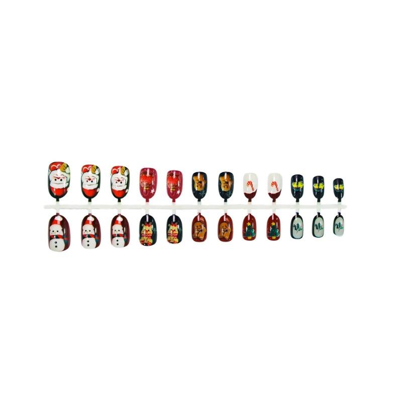 Christmas Reindeer Gingerbread Candy Press On Nails 24 Pcs Fake Nails