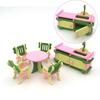 Wooden Pink Doll House Furniture Toys Set  for Girls Dollhouse Miniature Rooms Gifts
