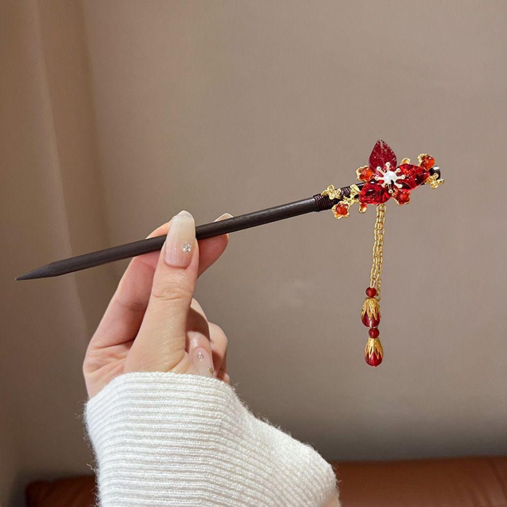 Chinesischer Stil Blumen Haarstab Haargabel Hanfu Haarstab Klassischer Holz Haarstab Mädchen