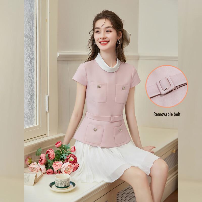 

Elegant Color-Block Mock Neck Midi Dress XL