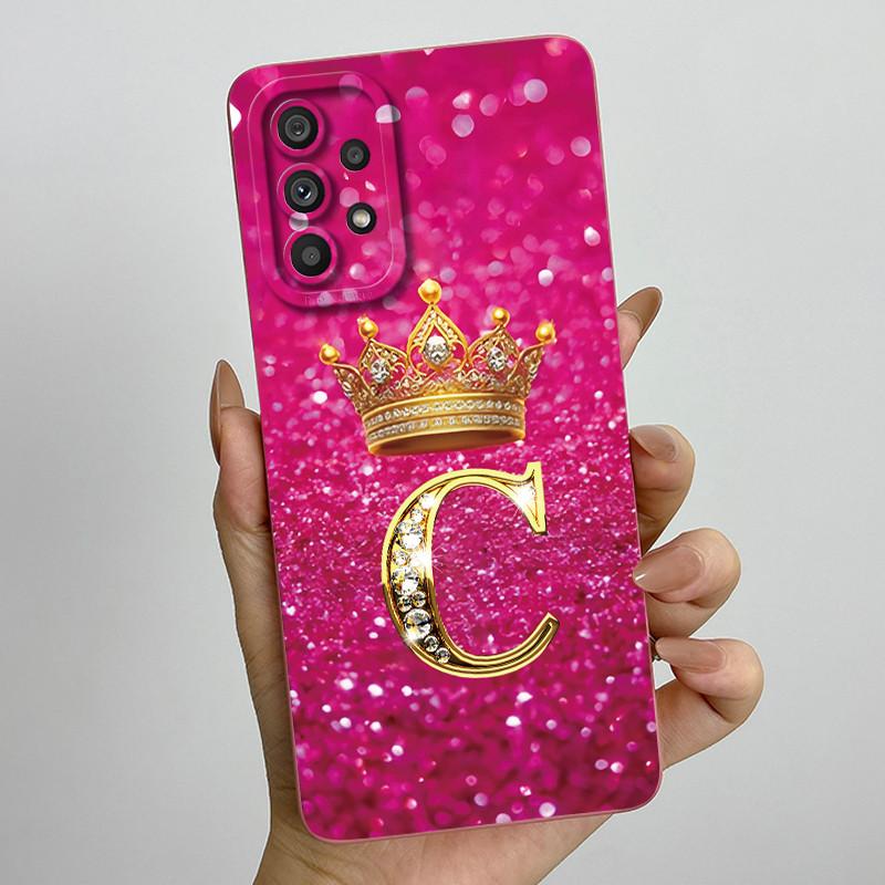 Phone Case for Samsung Galaxy A72 A52 A52S 4G 5G Liquid Silicone Soft Shockproof Lens Protective Cover Luxury Crown Letter Cases