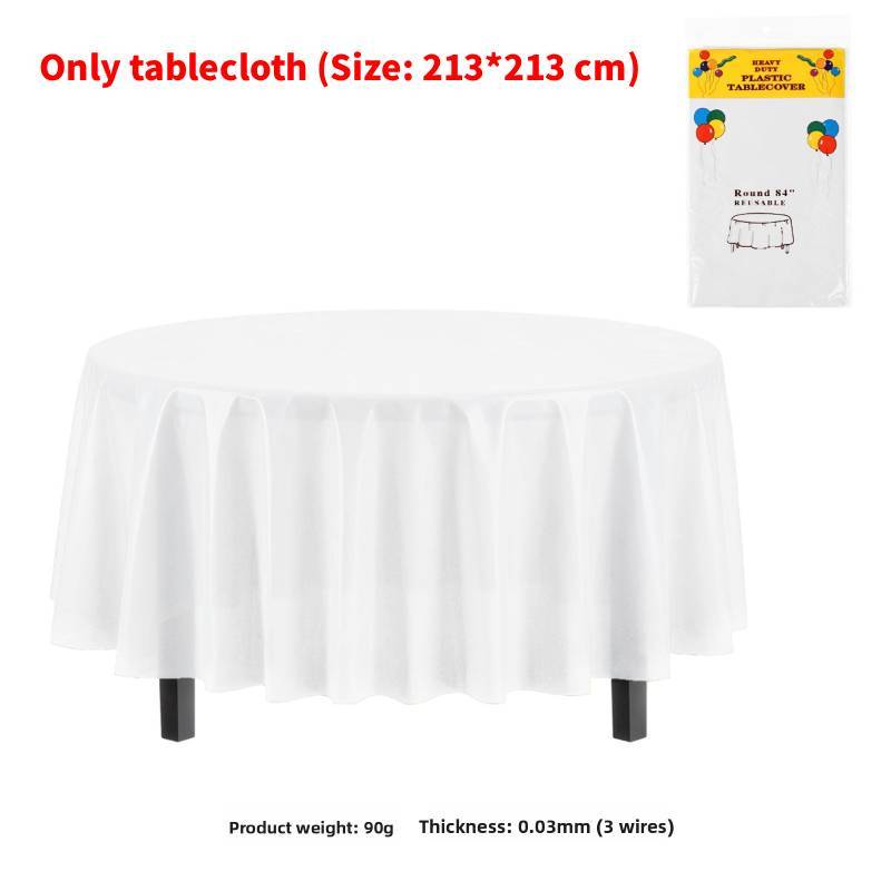 Classic Disposable Round Plastic Disposable Tablecloth With Waterproof Finish For Party Events And Hotel Use White