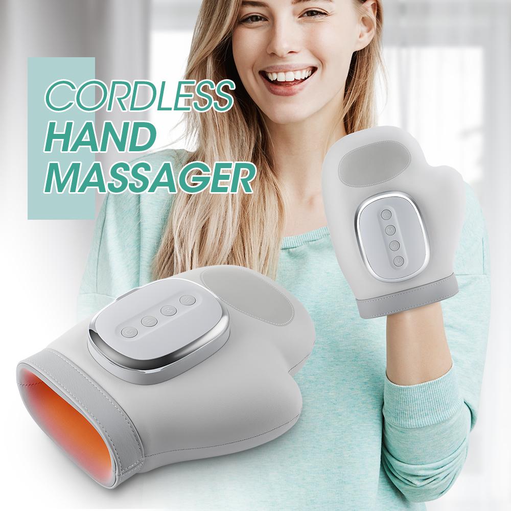 Hand Massager with Heat Compression Carpal Tunnel Wrist Finger Massagers Kneading Rollers Electric Portable Vibrating Gloves