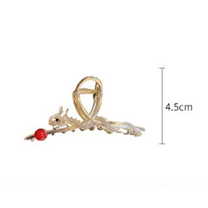 Haarspangen im chinesischen Stil, Sternzeichen Drache, Haarschmuck für Frauen und Mädchen, rote Perle, Legierung, Strass, Haarklammer, Modeschmuck
