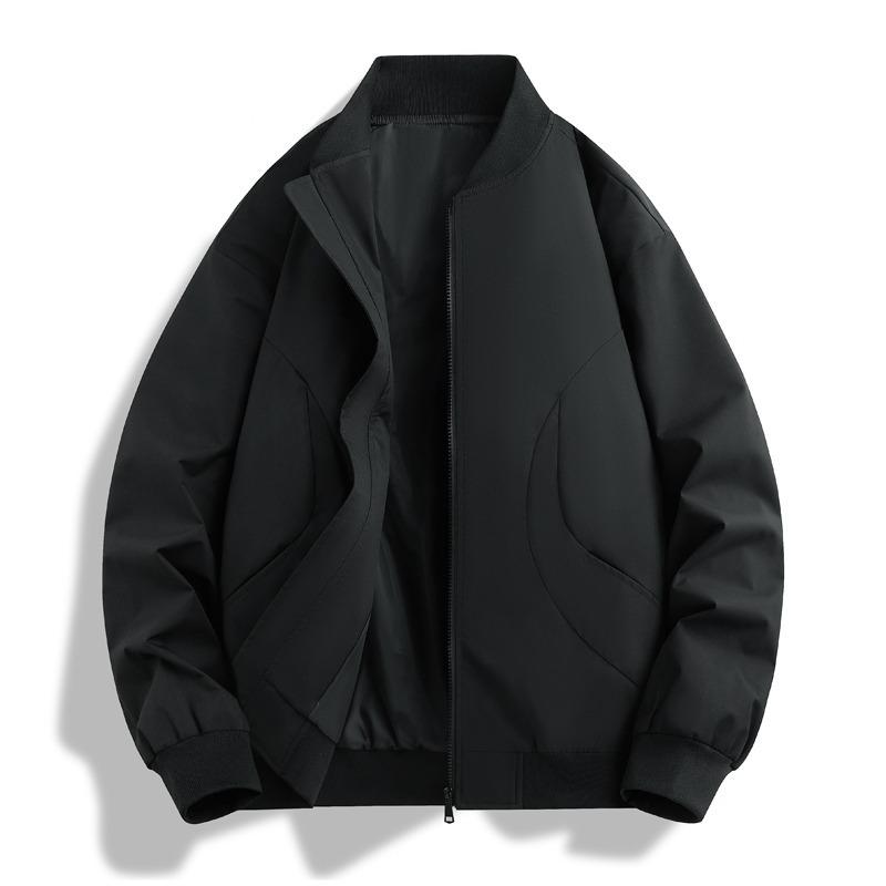 Men's Trendy Solid Color Loose Baseball Jacket for Spring & Autumn - Versatile Couple Outerwear