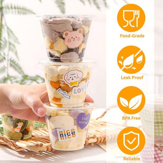 10/20/30/50Pcs Dessert Cup BPA-Free Plastic Cups Desserts Fruits Cakes Ice Cream Pudding Milkshake Cups