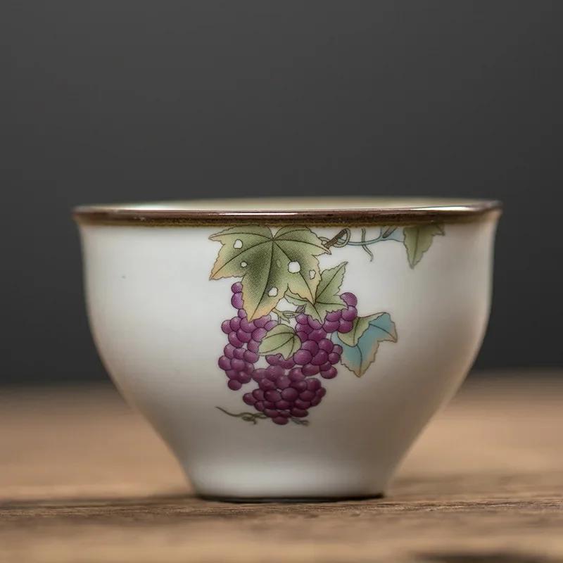 Moon White Ru Kiln Bell Cup Kombucha Cup Master Gracked Glaze Teacup Tea Set Ceramic Cup Teacups