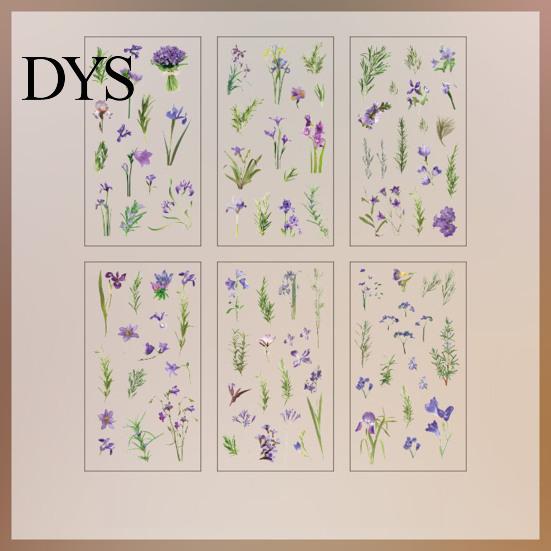 Floral Scrapbook Supplies 6 Sheets/Set Natural Flower Stickers, Waterproof PVC Plants Decals, Retro Stickers Transparent Decorative for DIY