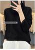 Women's Chiffon Knit Lace Long Sleeve Top with Half High Collar