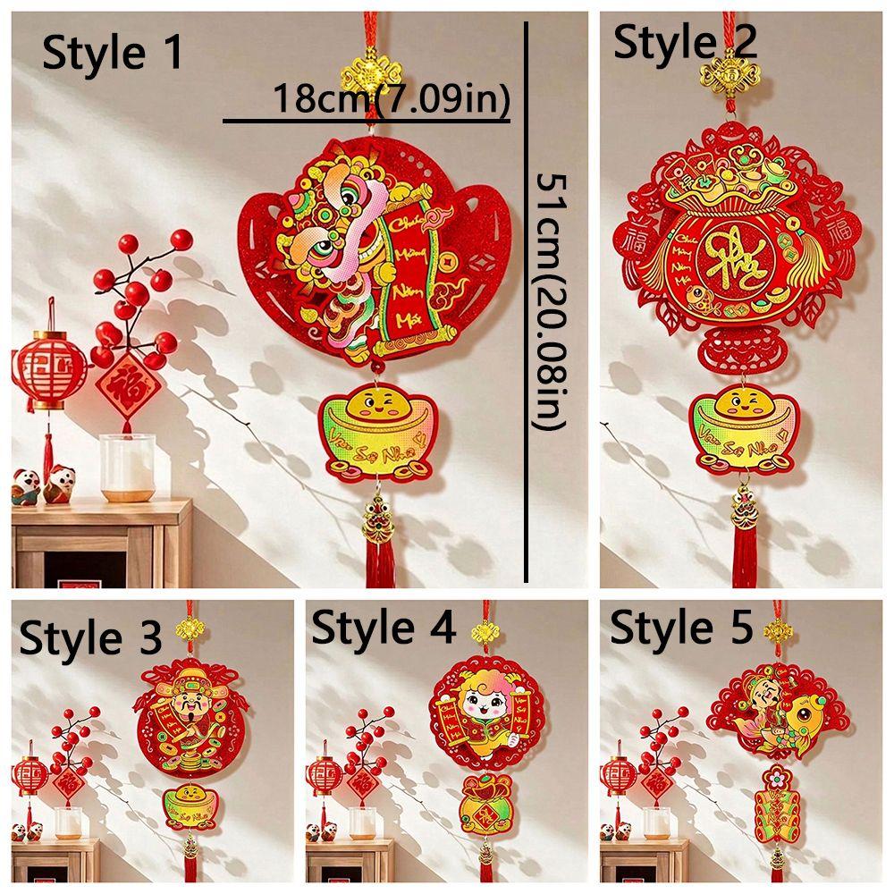 Traditional 2027 New Year Fu Ornament Fortune Bag God of Wealth Tassel Charm  Office Decoration