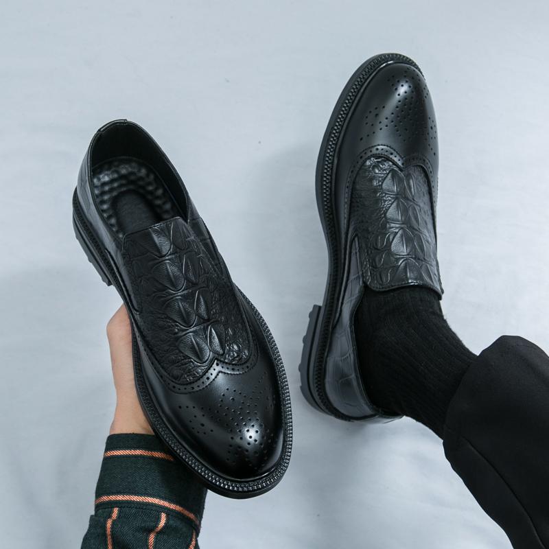 

Кожаная обувь Мужская Повседневная Лоферы Роскошный Дизайн Слипоны Мужские Туфли для Платья Досуговый Стиль Большой Размер Хорошая Износостойкая Подошва 46