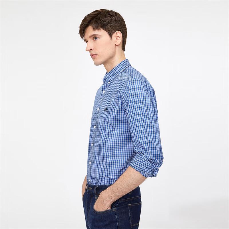 Goldlion Men's Plaid Long Sleeve 100% Cotton Shirt