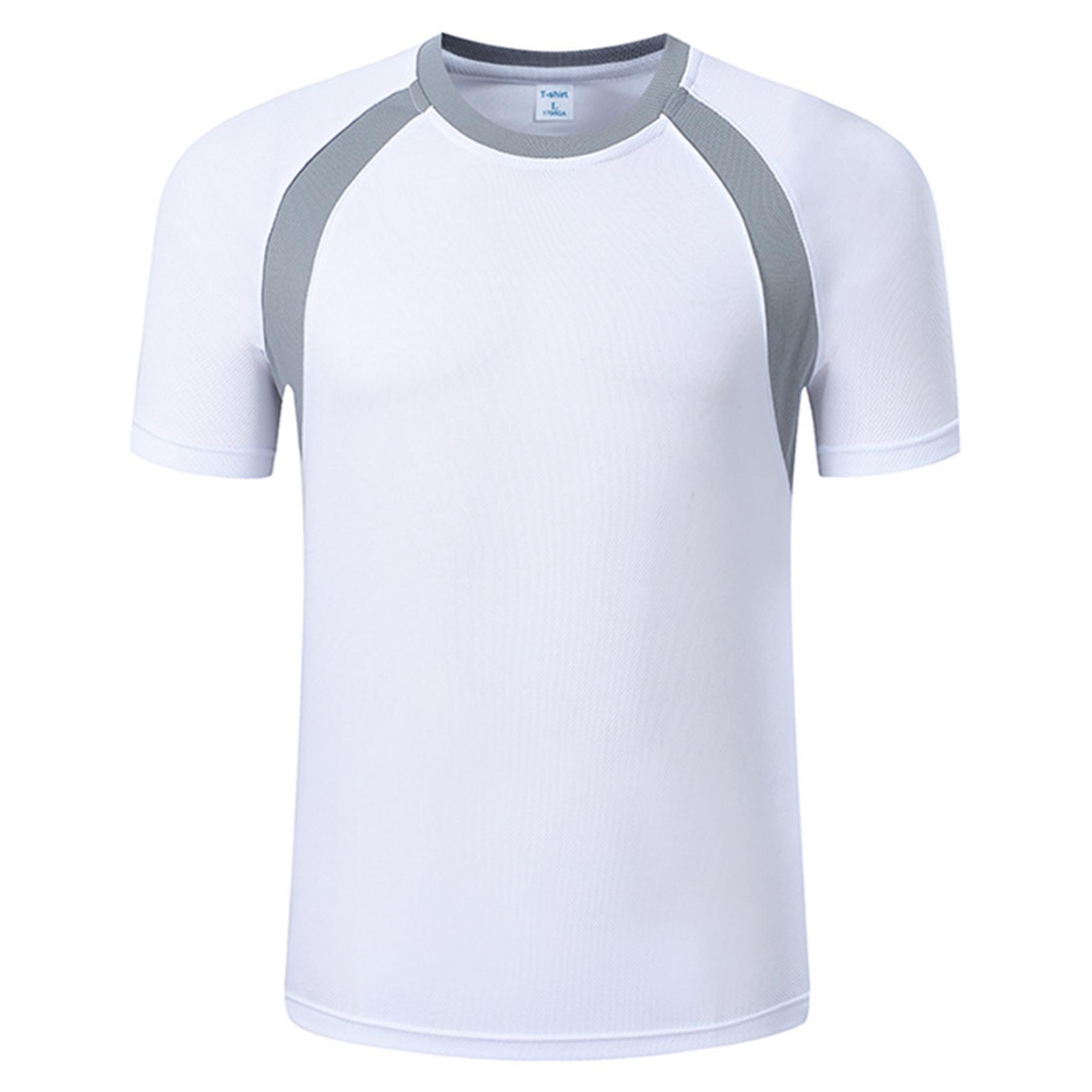 IEFiEL Zomer heren gymshirt sneldrogend hardloopshirt sport T-shirt met korte mouwen workout training tees M wit