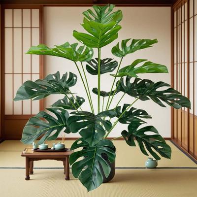 Lifelike Artificial Turtle Leaf Bonsai - Potted Faux Plant for Home, Office Desk & Garden Decoration