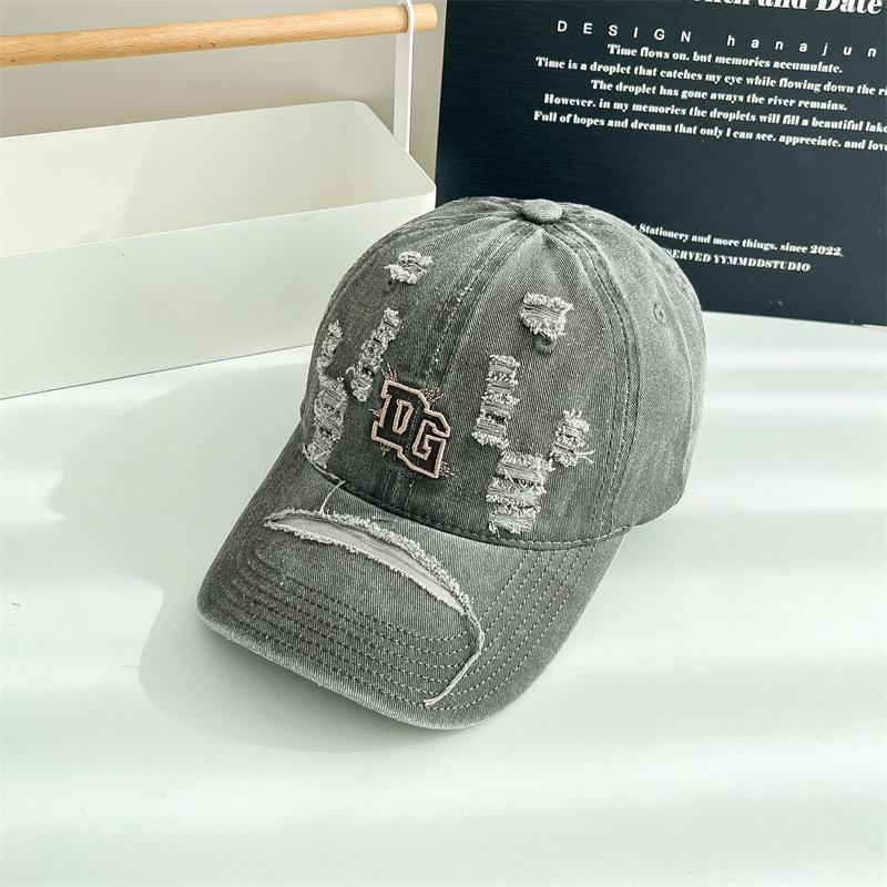 

Американская ретро старая стиранная рваная бейсболка женская универсальная личность защита от солнца бейсболка с широкими полями показывающая маленькое лицо adjustable