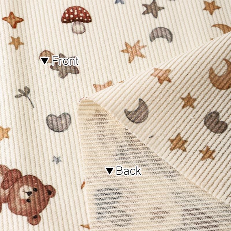 0.5m/1m/2m Cartoon Little Bear Corduroy Print Fabric for Sewing Children's Clothing,Dresses Pet Clothing DIY Decoration Fabrics