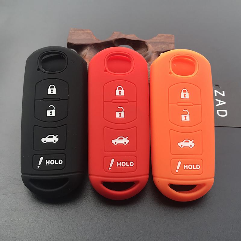 ZAD Silicone Car Key Cover Case For Mazda 2 3 5 6 8 CX5 CX7 CX9 M6 GT 2016 2017 2022 Remote Key Car-stying FOB 4 Buttons