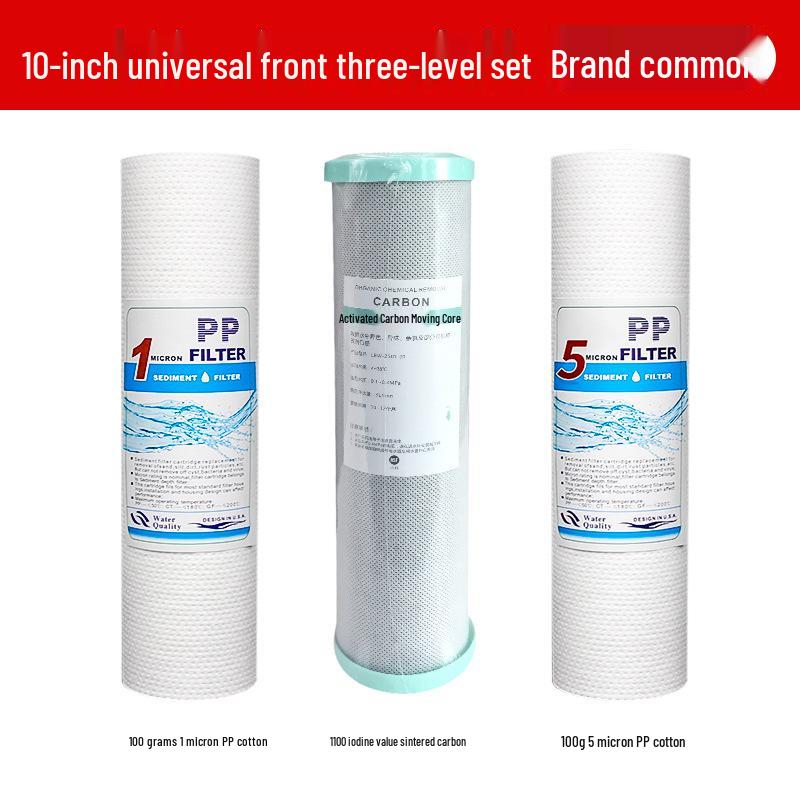 10-Inch Universal Water Purifier Cartridge Set: PP Cotton & Activated Carbon Filters for First Three Stages
