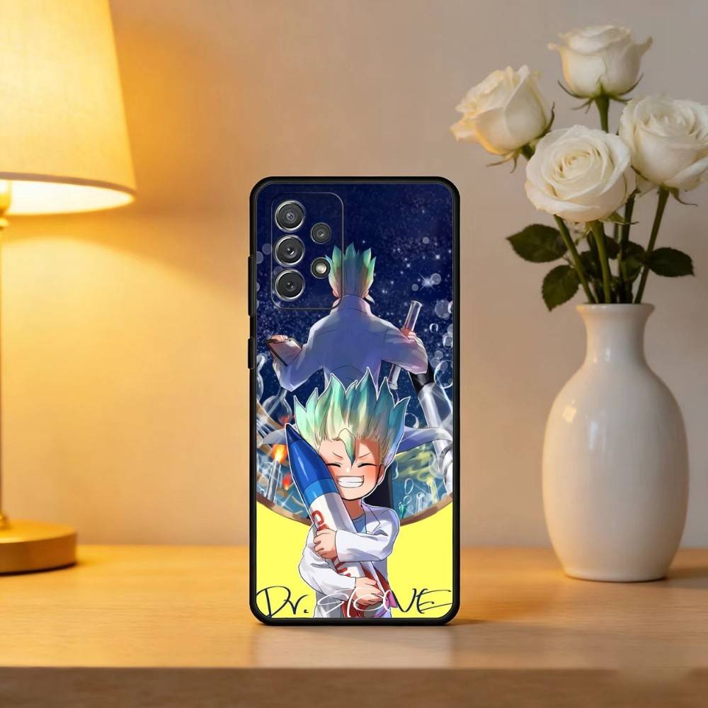 D-Dr S-STONE Anime Soft Silicone Black Cover Phone Case For Samsung Galaxy A73,A72,A71,A70,A53,A52,A51