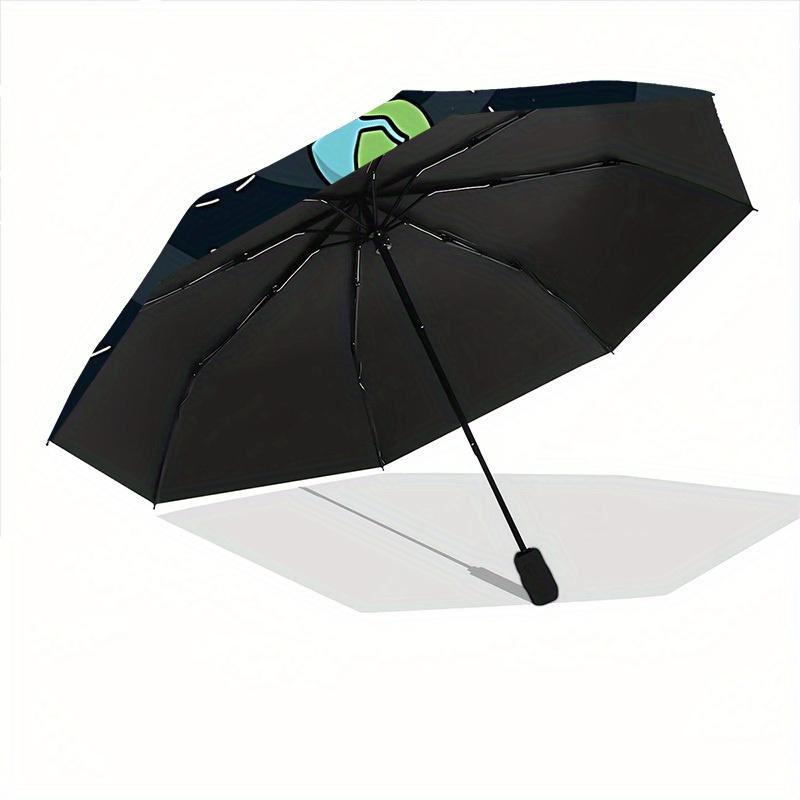 1pc Space Exploration Automatic Umbrella   Auto Open/Close Folding Umbrella with  8 Rib Frame, 3 Fold Compact Umbrella for Men & Women, 107