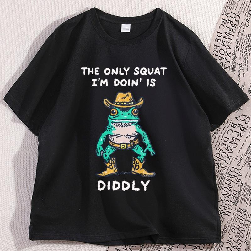Funny Cowboy Frog Meme T Shirt for Men Women Casual Cotton Short Sleeve Round Neck Tshirt Streetwear Man Clothing Printed Tees