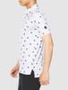 FootJoy Modern Classic Logo Print Short Sleeve Button-Down Shirt, White, Men's Medium, 80463-M