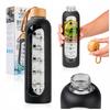 Glass Water Bottle 1000 Ml with Silicone Case (Color Black)
