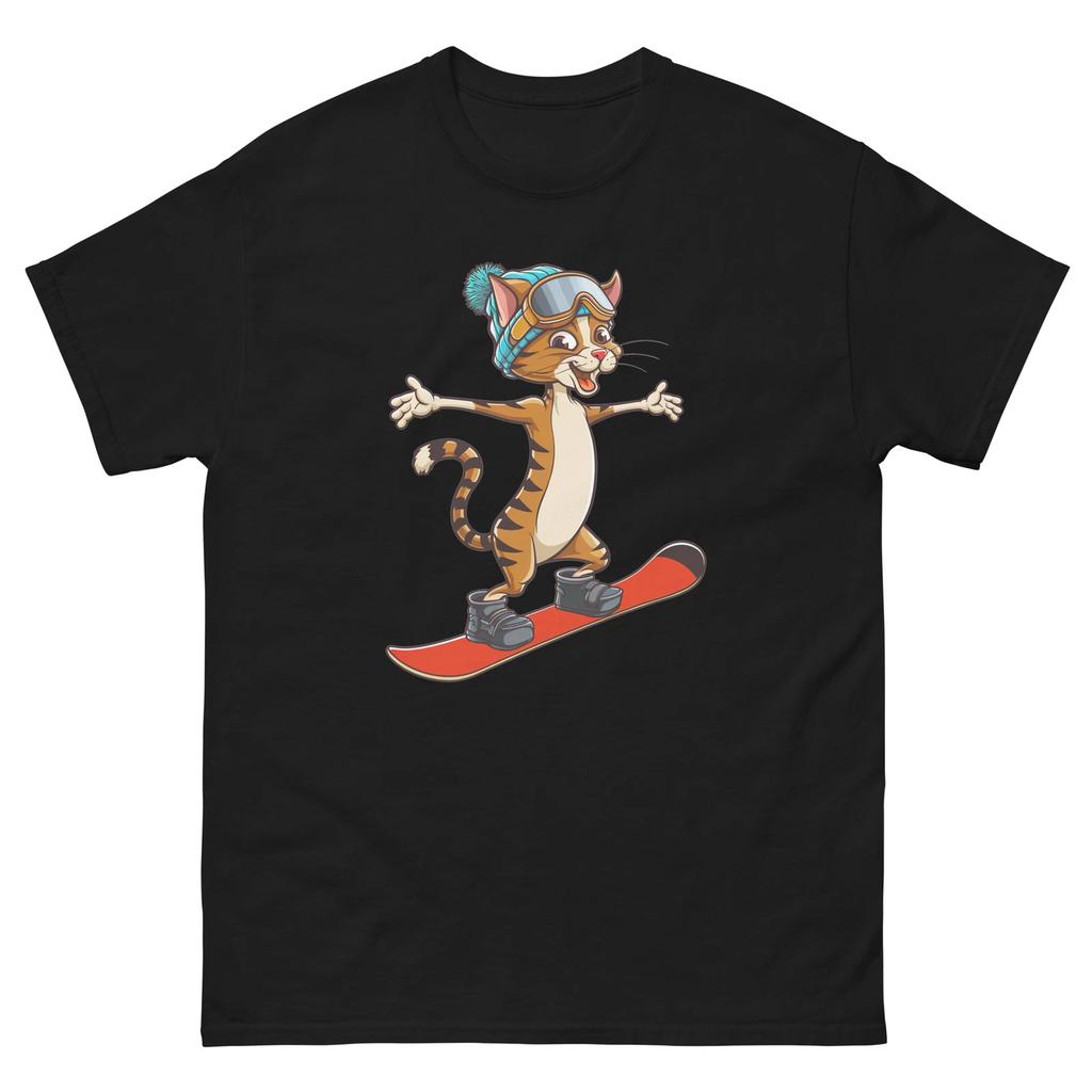 Gatto Cornish Rex Divertimento Snowboarder T-shirt