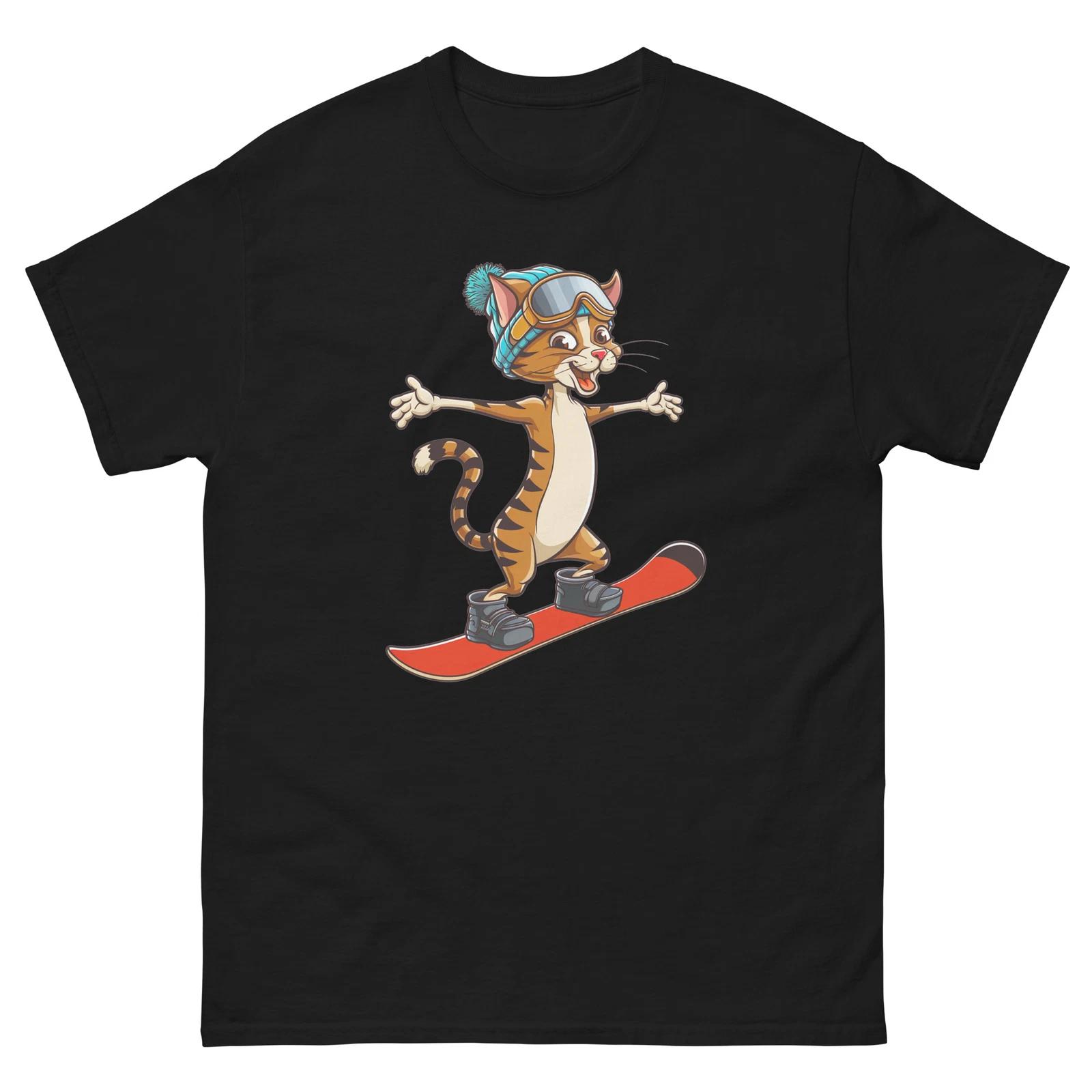 

Cornish Rex Cat Snowboarding Fun Snowboarder T-Shirt S