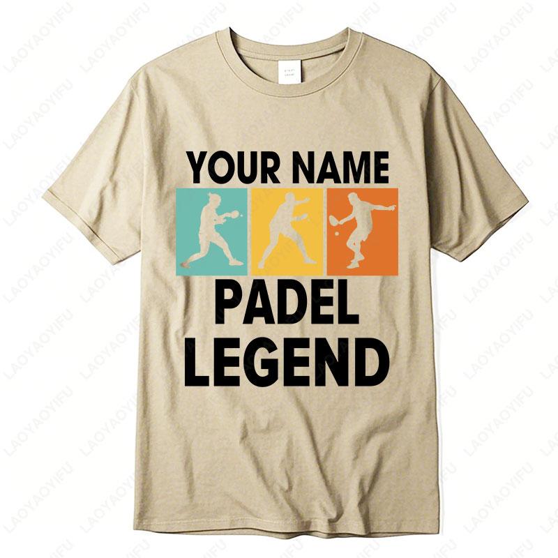Personalised Your Name The Padel Legend Cotton TShirt for Padel Fans Tennis Player Silhouette Sports Casual Printed Unisex Tops
