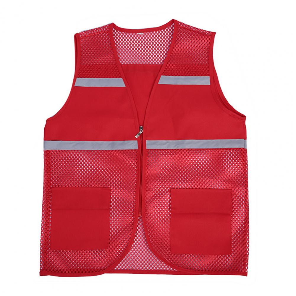 Pracovní vesta Dvojitá kapsa Bez rukávů Reflexní pruh Prodyšná Jednobarevná Pánská a dámská Letní síťovaná Vesta pro dobrovolníky Venkovní použití Akt