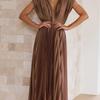 Women's Pleated Midi Dress Sleeveless V Neck Fit and Flare Elegant Party Dress