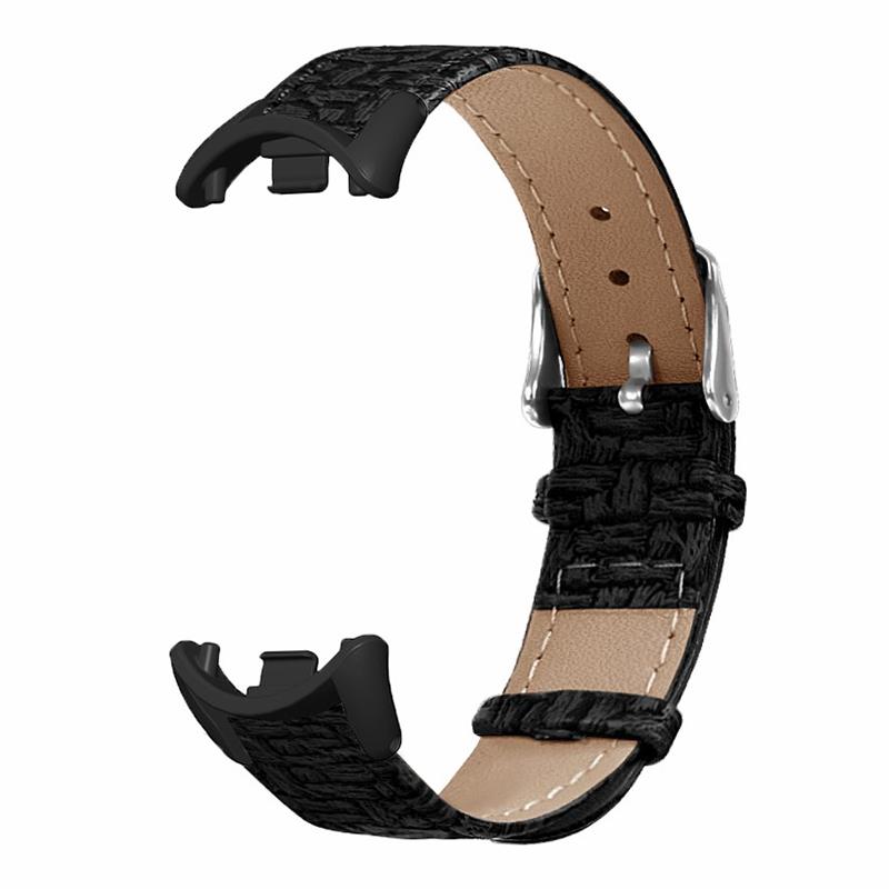 

For Xiaomi Smart Band 9 NFC/9/8 NFC/8 Wrist Strap Woven Texture Cowhide Leather Band Brown