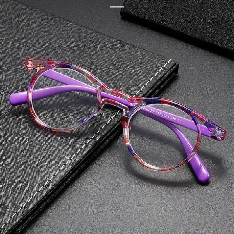 Fashion Colorful Double Beam Frame Frames Reading Glasses New Vintage Round Frame Anti Blue Light Presbyopia Glasses for Women