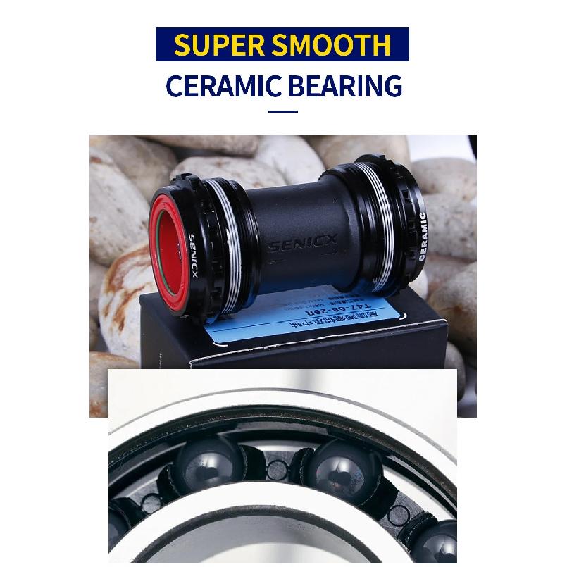 SENICX T47 Ceramic Bottom Bracket 68mm Shell Width Road Bike Central Movement Fit fo SRAM DUB Crankset with 28.99mm Dustproof BB