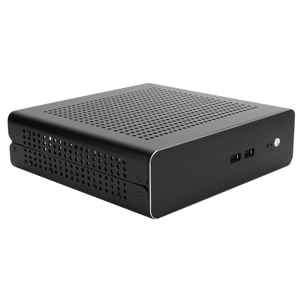 G60S HTPC Chassis Full Aluminum DCATX Power Supply MiniITX Case for Desktop Computer(Noir USB2.0)