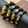 Pixiu Bead Men and Women Sand Gold Handmade Wealth Attracting Imitation Obsidian Jewelry High-end Vietnam Bracelet  Jewelry