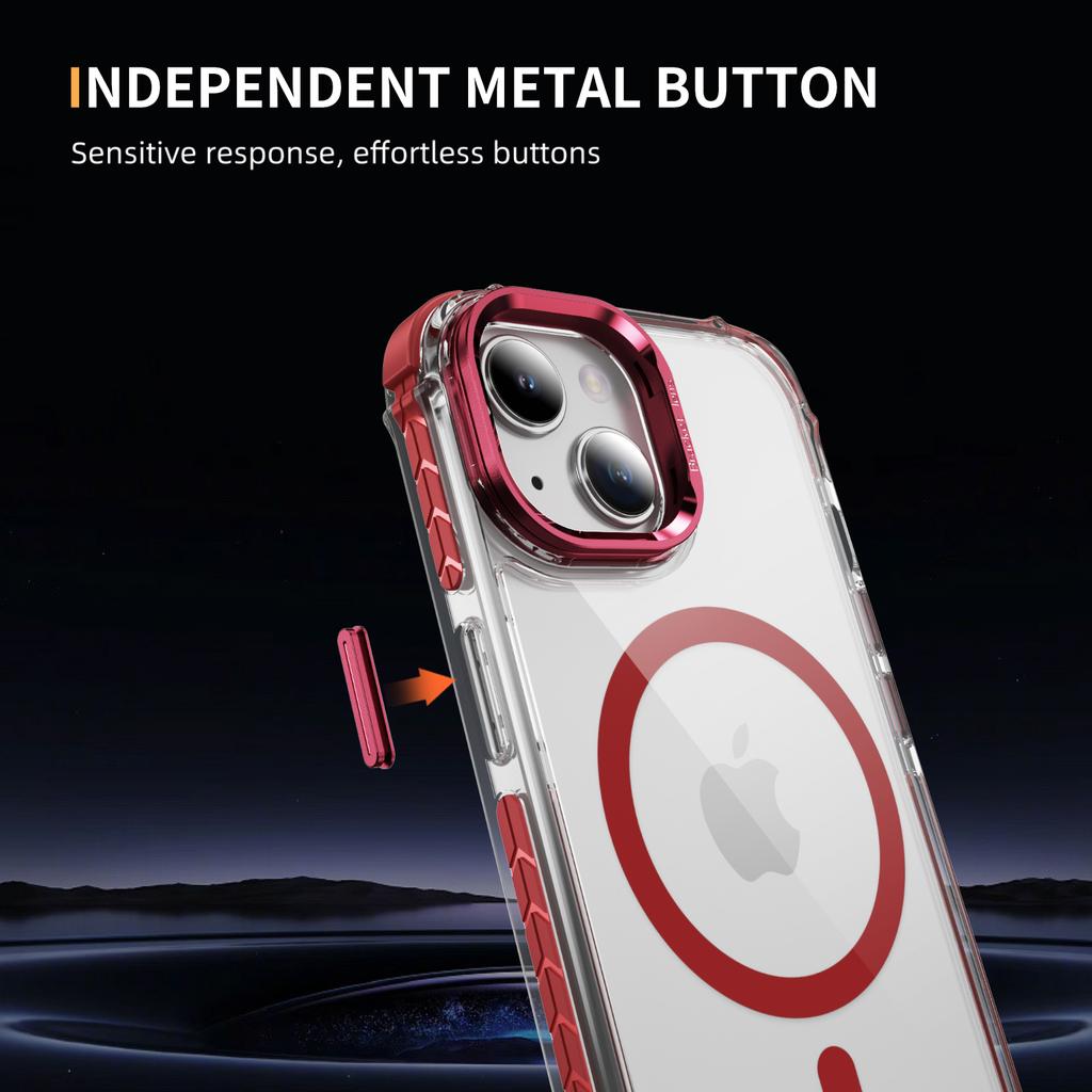 For iPhone 14/13 Clear Phone Case with Lens Kickstand Cover Compatible with MagSafe